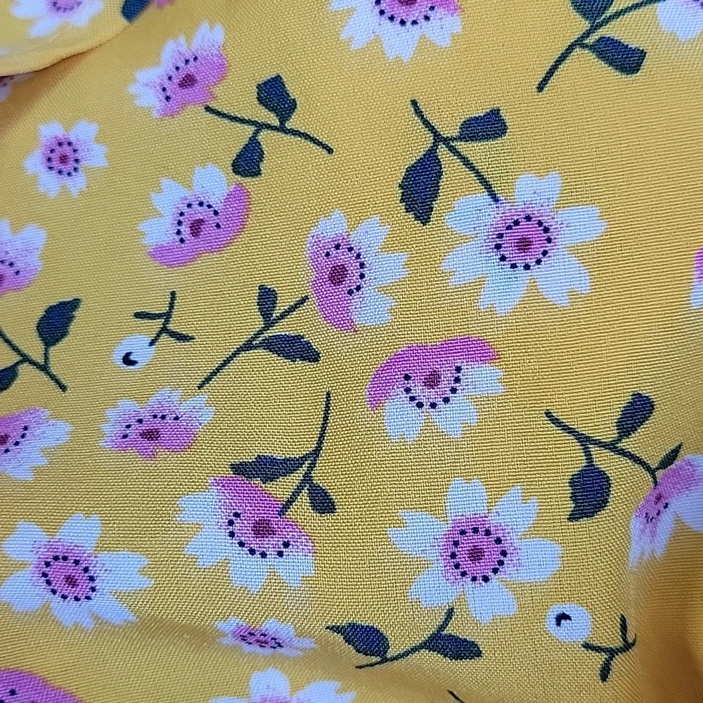 Shein mustard yellow pink floral off shoulder 2 piece set - Picture 15 of 15